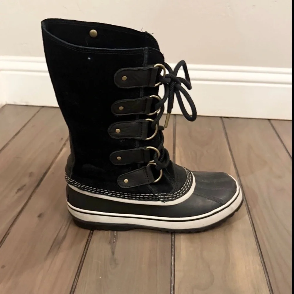 SOREL Joan of Arctic™ Waterproof Black Suede Boot Snow-Rain Boot, Size 9